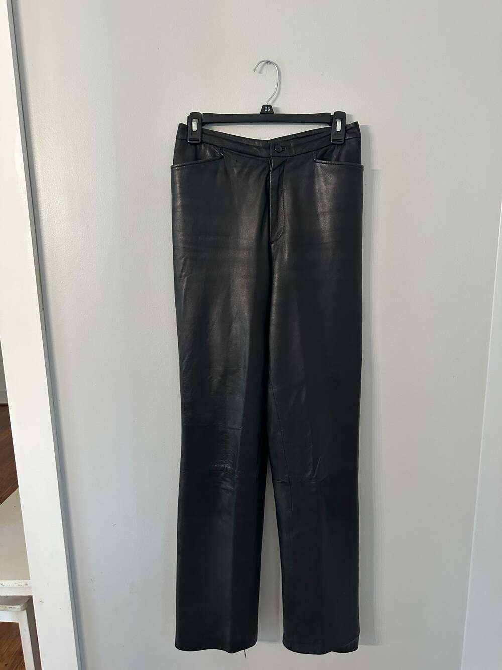 Linda Allred Ellen Tracy Black Leather Pants - Butter Soft 2 Pocket -Size 8
